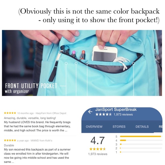 1 Left! NWT JANSPORT Floral Backpack Blue & White - Picture 6 of 8